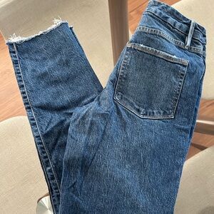 Good American Straight Leg Raw Hem Jeans